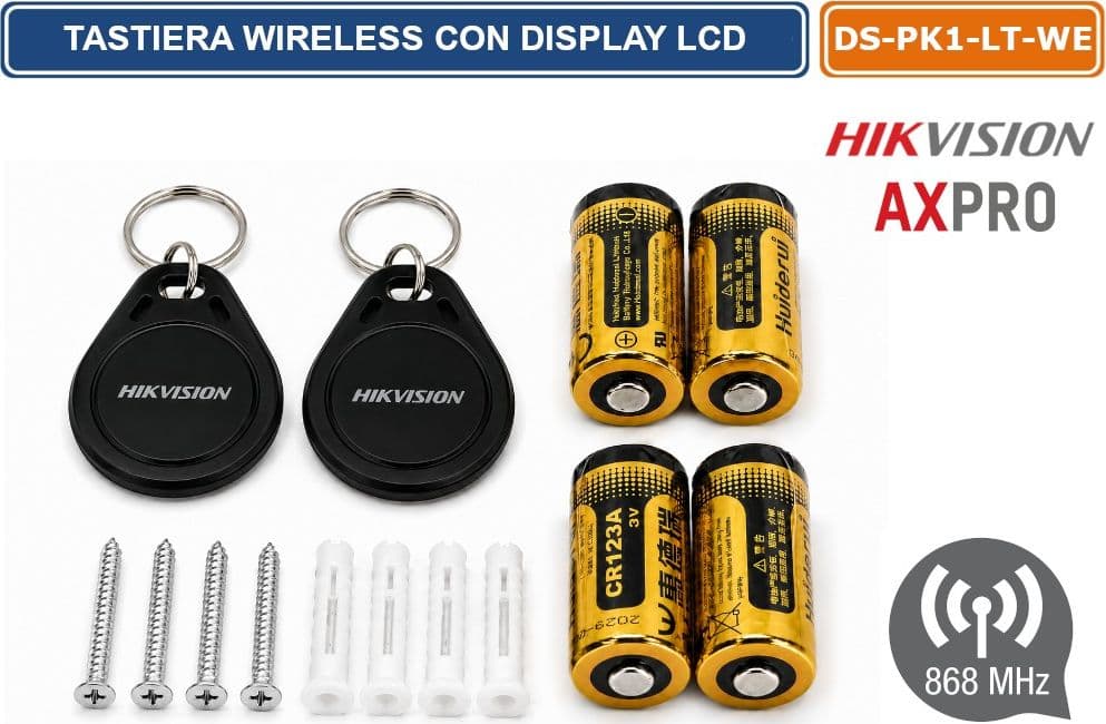 HIKVISION DS-PK1-LT-WE/BLACK TASTIERA WIRELESS LCD AX PRO 868MHZ CON DISPLAY E TASTI TOUCH RETROILLUMINATI - 5