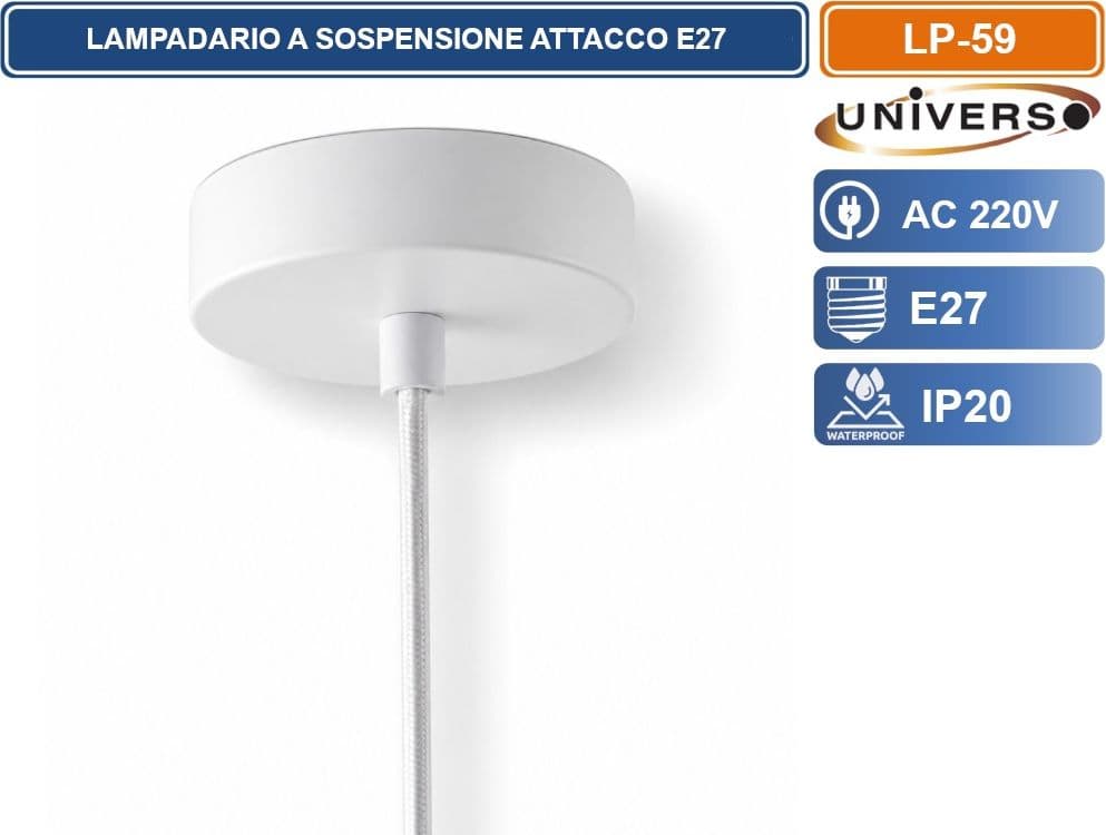 UNIVERSO LP-59 LAMPADARIO MODERNO A SOSPENSIONE BIANCO CON SFERA OPALINA Ø30 CM ATTACCO E27 - 4
