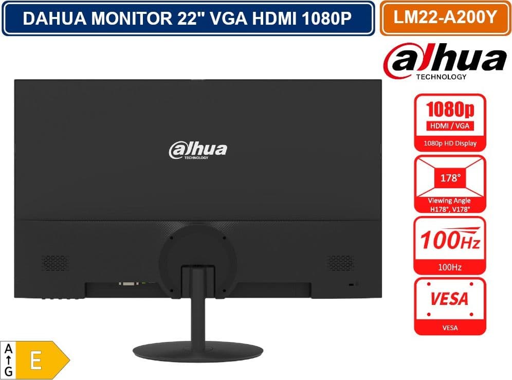 MONITOR DAHUA DHI-LM22-A200Y 21,45” FULL HD 100HZ HDMI/VGA CON CORNICE ULTRA-SOTTILE - 3