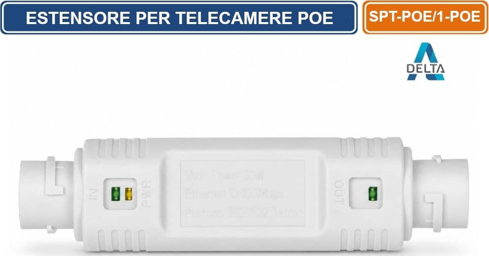 ESTENSORE POE OUTDOOR PER TELECAMERE IP 10/100 MBPS 1 INGRESSO RJ45 E 1 USCITA RJ45 SPT-POE/1-POE-OUTDOOR-V2 - 4