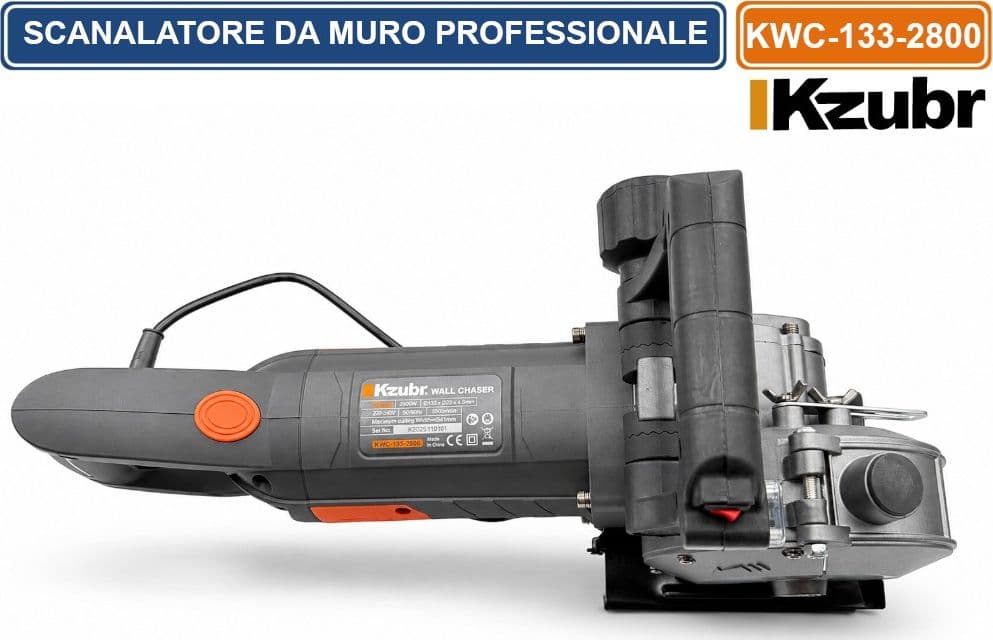 KZUBR KWC-133-2800 SCANALATORE DA MURO 2800W CON PUNTATORE LASER DISCHI Ø133 MM E VALIGETTA RIGIDA TRACCE SU CEMENTO MATTONI E MATERIALI EDILI - 3