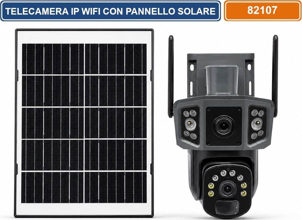 TELECAMERA NETWORK IP WIFI SOLARE PTZ IP67 CON DOPPIA OTTICA VISIONE NOTTURNA A COLORI AUDIO BIDIREZIONALE RILEVAMENTO AI SD CARD - 2