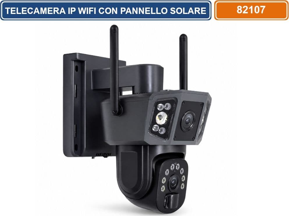 TELECAMERA NETWORK IP WIFI SOLARE PTZ IP67 CON DOPPIA OTTICA VISIONE NOTTURNA A COLORI AUDIO BIDIREZIONALE RILEVAMENTO AI SD CARD - 3