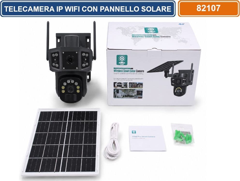 TELECAMERA NETWORK IP WIFI SOLARE PTZ IP67 CON DOPPIA OTTICA VISIONE NOTTURNA A COLORI AUDIO BIDIREZIONALE RILEVAMENTO AI SD CARD - 4
