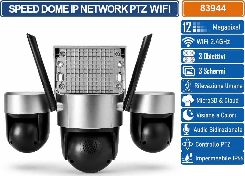 TELECAMERA WI-FI PTZ CON PANNELLO SOLARE 3 LENTI 12MP DA ESTERNO CON VISIONE NOTTURNA AUDIO BIDIREZIONALE RILEVAMENTO MOVIMENTO E CONTROLLO DA APP V380 - 4