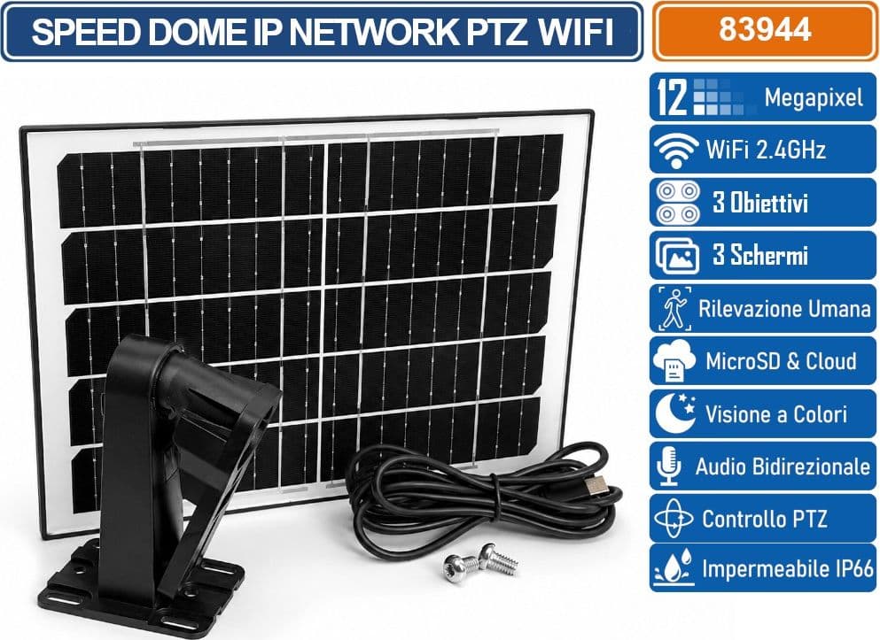 TELECAMERA WI-FI PTZ CON PANNELLO SOLARE 3 LENTI 12MP DA ESTERNO CON VISIONE NOTTURNA AUDIO BIDIREZIONALE RILEVAMENTO MOVIMENTO E CONTROLLO DA APP V380 - 5