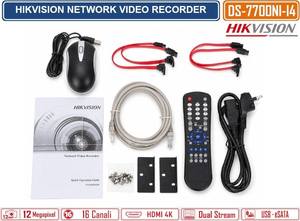 HIKVISION DS-7716NI-I4 REGISTRATORE NVR IP PROFESSIONALE 16 CANALI 12MP H.265+ HDMI 4K 4 SATA DOPPIA LAN GIGABIT PER VIDEOSORVEGLIANZA - 4