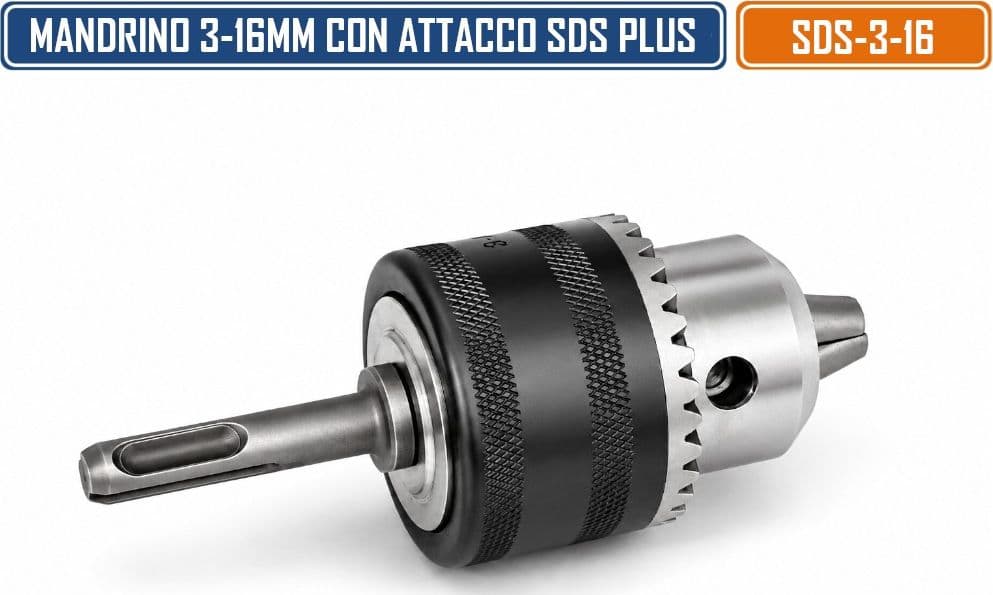 MANDRINO A CREMAGLIERA PER TRAPANO CON ATTACCO SDS-PLUS 3 mm-16 mm - 2