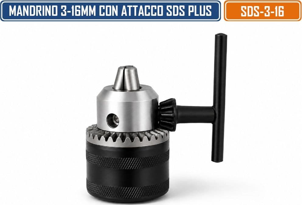 MANDRINO A CREMAGLIERA PER TRAPANO CON ATTACCO SDS-PLUS 3 mm-16 mm - 4