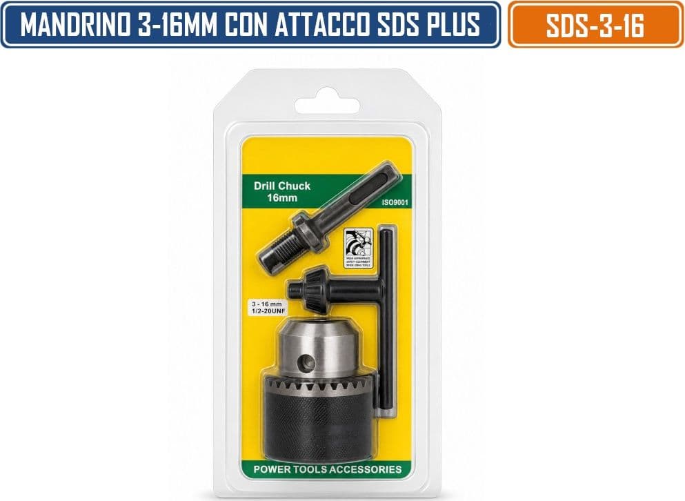 MANDRINO A CREMAGLIERA PER TRAPANO CON ATTACCO SDS-PLUS 3 mm-16 mm - 5