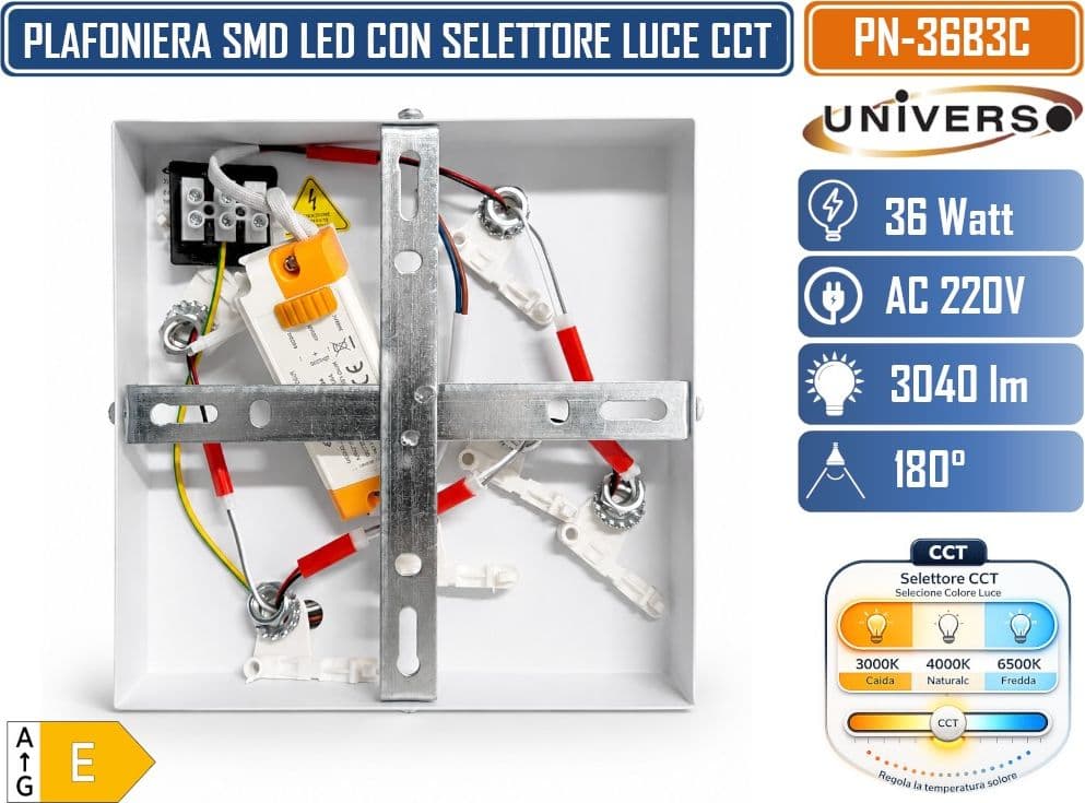 UNIVERSO PN-36B3C PLAFONIERE SMD LED MODERNA 38W DIMMERABILE CON SELETTORE CCT INTEGRATO PER SELEZIONE COLORE LUCE - 3