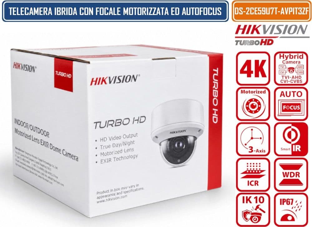HIKVISION DS-2CE59U7T-AVPIT3ZF TELECAMERA DOME 4K ULTRA HD 8 MP ULTRA LOW LIGHT CON OTTICA MOTORIZZATA VARIFOCALE IP67 - 4