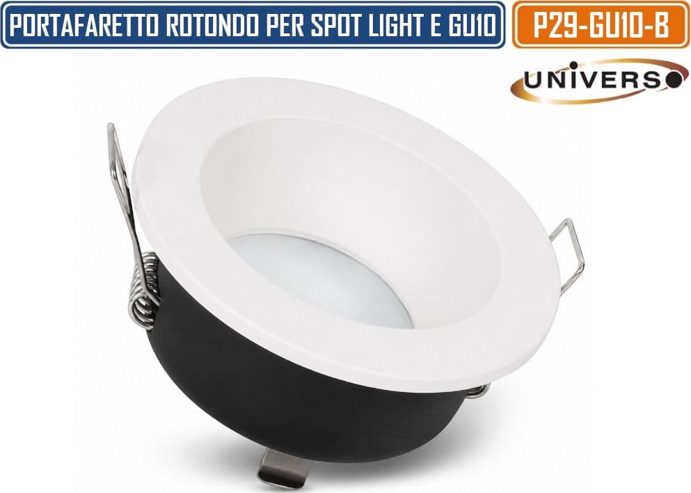 UNIVERSO P39-GU10-B PORTAFARETTO ROTONDO FISSO DA INCASSO PER LAMPADINE GU10 BIANCO IP44 - 2