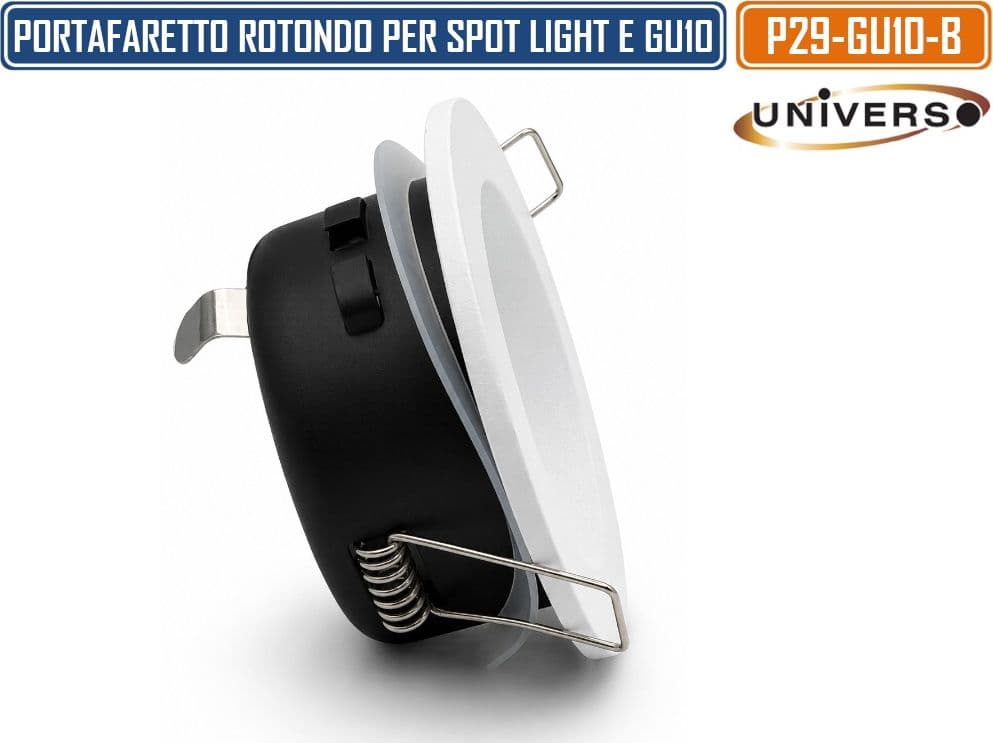 UNIVERSO P39-GU10-B PORTAFARETTO ROTONDO FISSO DA INCASSO PER LAMPADINE GU10 BIANCO IP44 - 3