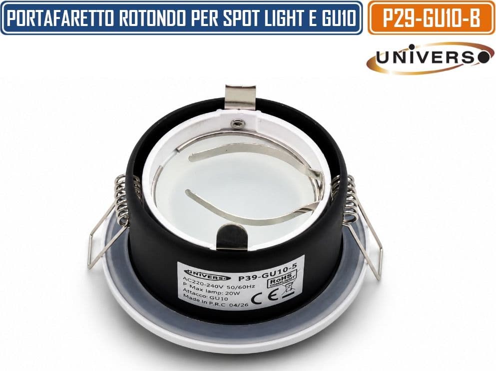 UNIVERSO P39-GU10-B PORTAFARETTO ROTONDO FISSO DA INCASSO PER LAMPADINE GU10 BIANCO IP44 - 4