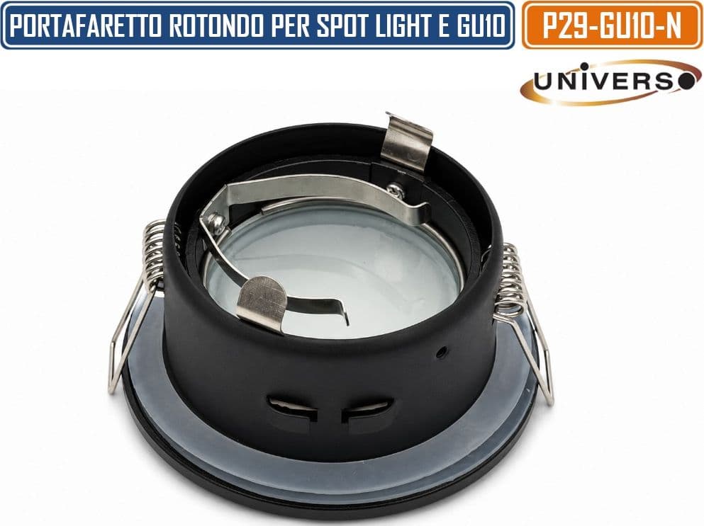 UNIVERSO P39-GU10-N PORTAFARETTO ROTONDO FISSO DA INCASSO PER LAMPADINE GU10 NERO IP44 - 4