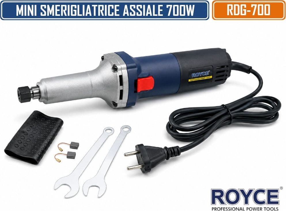 ROYCE RDG-700 SMERIGLIATRICE ASSIALE ELETTRICA 700W A VELOCITÀ REGOLABILE 0-27.000 GIRI/MIN CON MANDRINO Ø6MM - 2