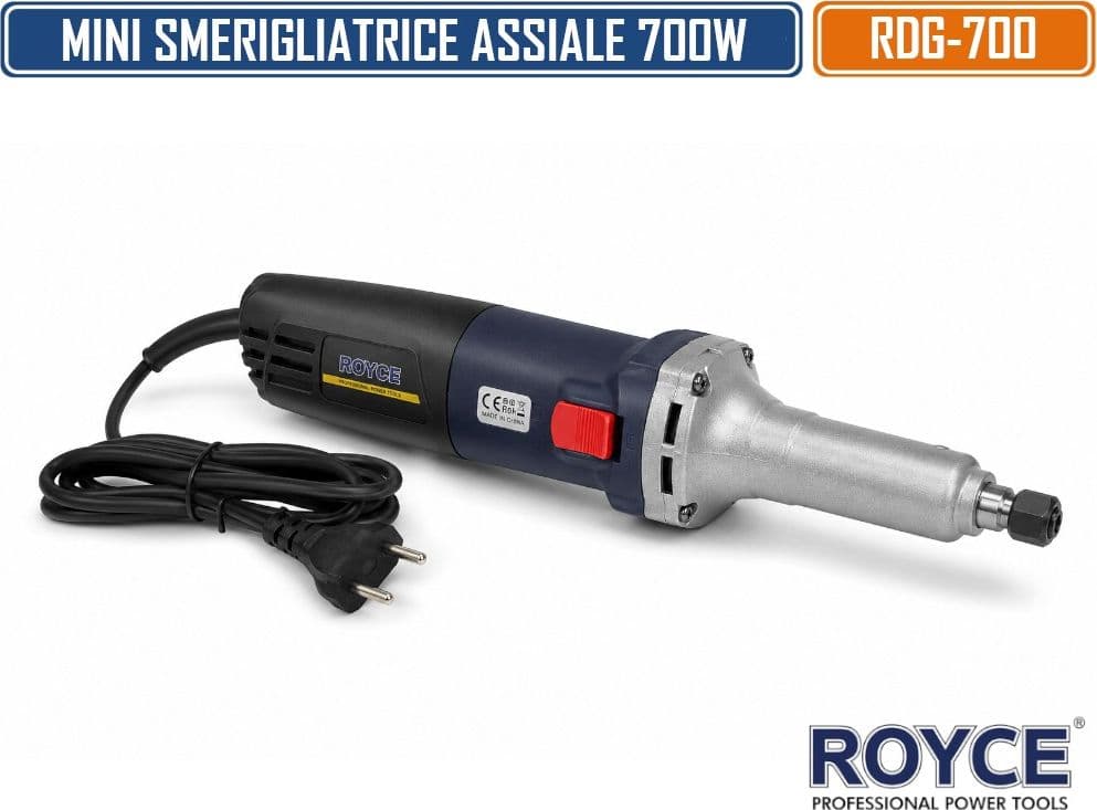 ROYCE RDG-700 SMERIGLIATRICE ASSIALE ELETTRICA 700W A VELOCITÀ REGOLABILE 0-27.000 GIRI/MIN CON MANDRINO Ø6MM - 3