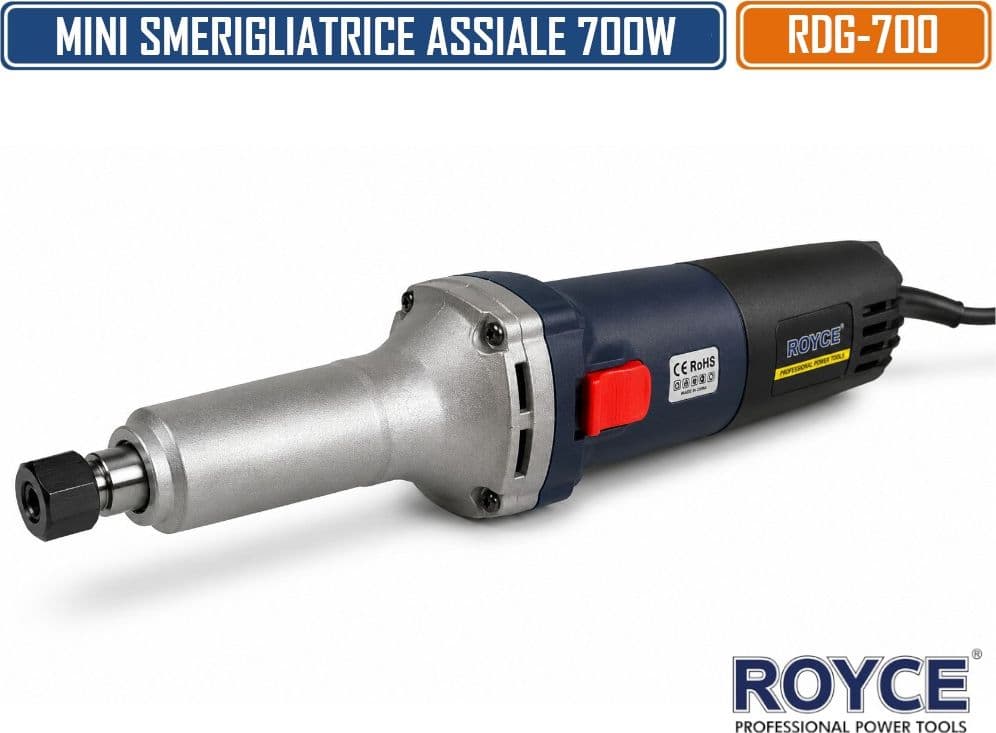 ROYCE RDG-700 SMERIGLIATRICE ASSIALE ELETTRICA 700W A VELOCITÀ REGOLABILE 0-27.000 GIRI/MIN CON MANDRINO Ø6MM - 4