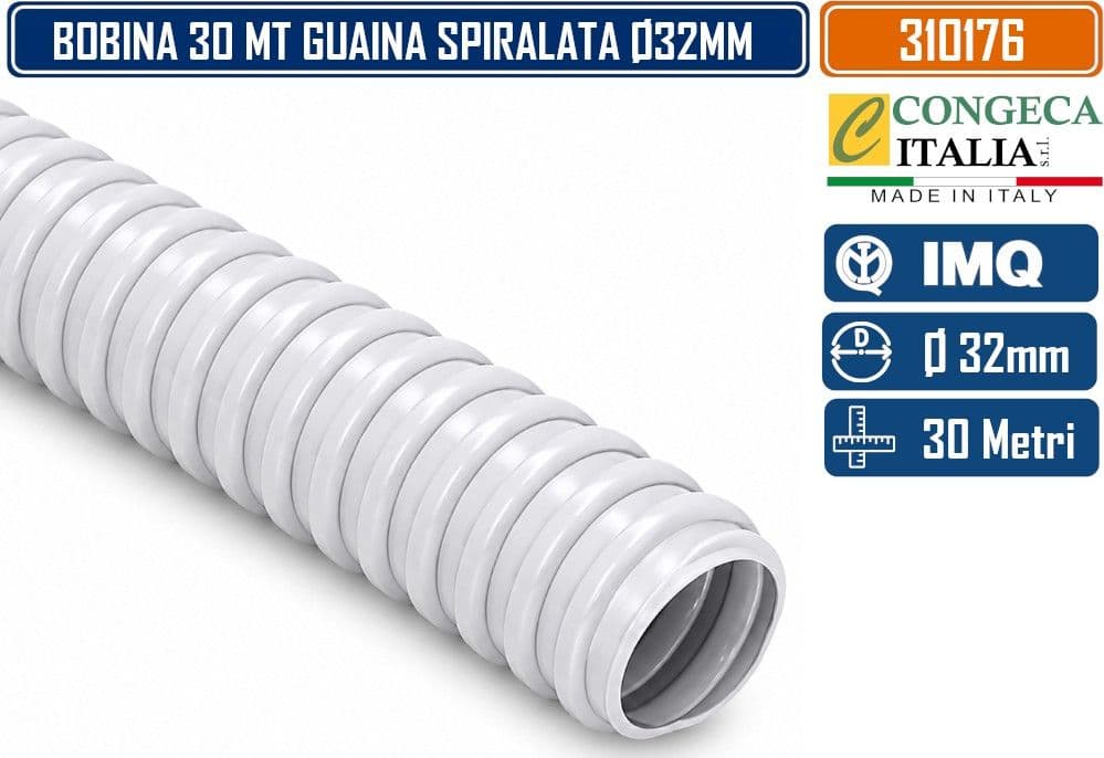 MATASSA 30 METRI GUAINA SPIRALATA FLESSIBILE Ø32 MM IN PVC AUTOESTINGUENTE CON INTERNO LISCIO IP65 GRIGIO RAL 7035 - 2