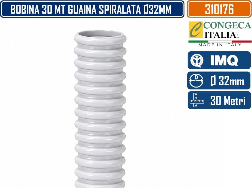 MATASSA 30 METRI GUAINA SPIRALATA FLESSIBILE Ø32 MM IN PVC AUTOESTINGUENTE CON INTERNO LISCIO IP65 GRIGIO RAL 7035 - 3