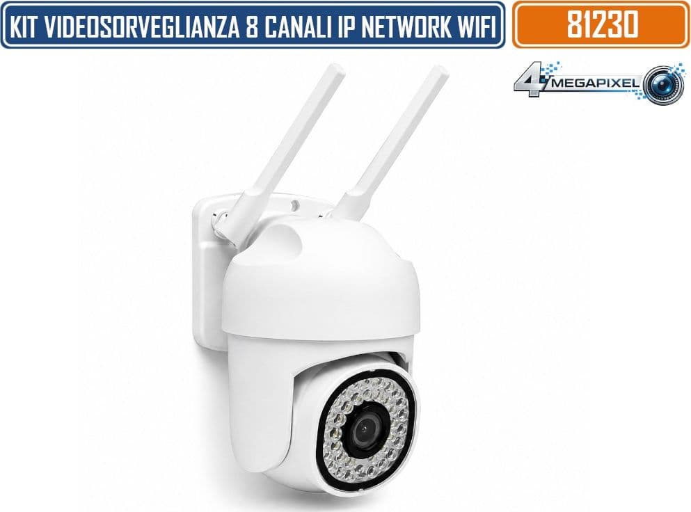 KIT VIDEOSORVEGLIANZA WIFI 8 CANALI CON 8 TELECAMERE PTZ 4MP NVR VISIONE NOTTURNA A COLORI RILEVAMENTO UMANO AI AUDIO BIDIREZIONALE CONTROLLO REMOTO DA APP TSEYE E PROTEZIONE IP66 - 3