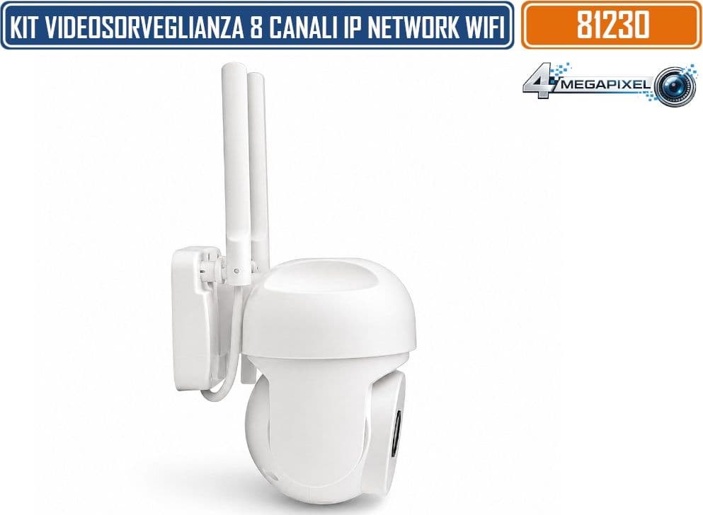 KIT VIDEOSORVEGLIANZA WIFI 8 CANALI CON 8 TELECAMERE PTZ 4MP NVR VISIONE NOTTURNA A COLORI RILEVAMENTO UMANO AI AUDIO BIDIREZIONALE CONTROLLO REMOTO DA APP TSEYE E PROTEZIONE IP66 - 4