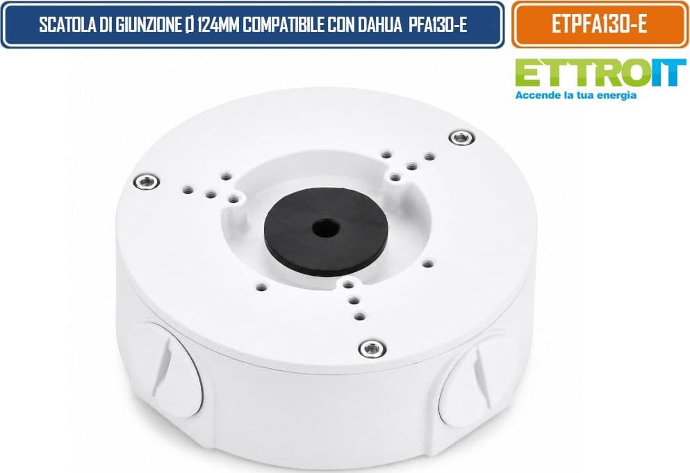 ETTROIT ETPFA130-E SCATOLA DI GIUNZIONE Ø124 × 41 MM PER TELECAMERE VIDEOSORVEGLIANZA COMPATIBILE CON DAHUA PFA130-E CON VANO POSTERIORE PER CABLAGGI E MONTAGGIO A PARETE O SOFFITTO