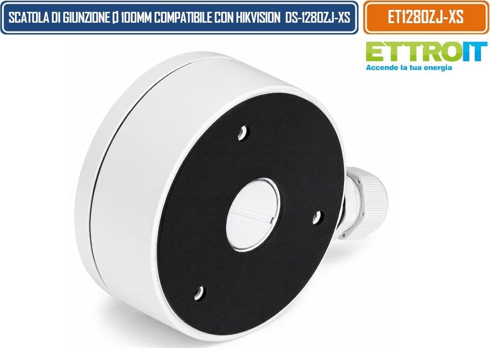 ETTROIT ET1280ZJ-XS SCATOLA DI GIUNZIONE Ø100 MM PER TELECAMERE VIDEOSORVEGLIANZA COMPATIBILE CON HIKVISION DS-1280ZJ-XS CON VANO INTERNO PER CABLAGGI E MONTAGGIO A PARETE O SOFFITTO - 3