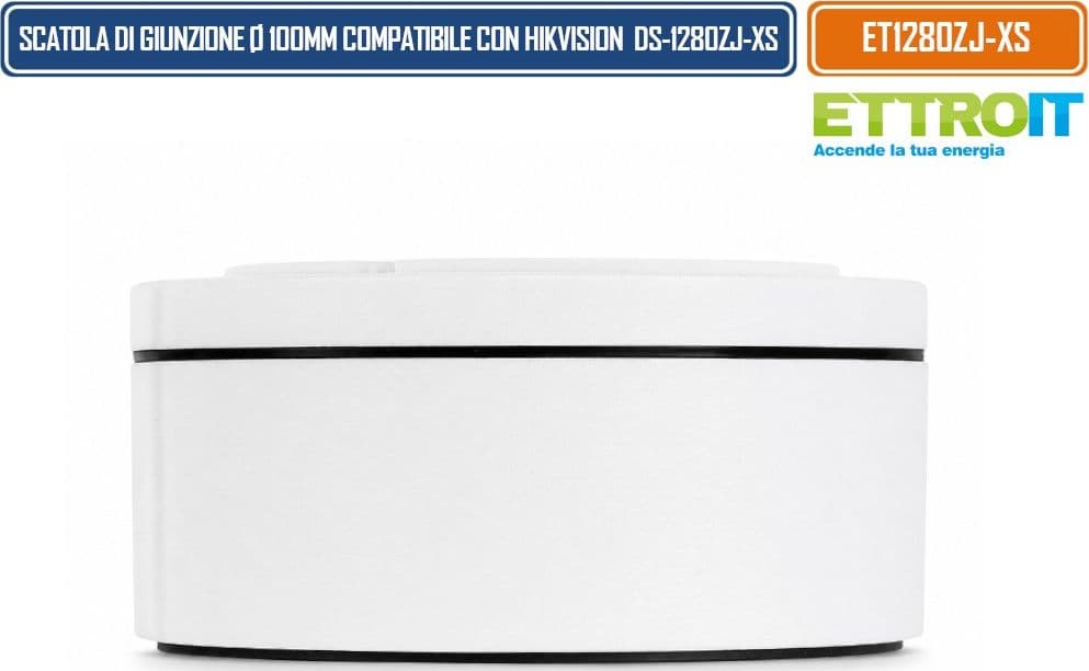 ETTROIT ET1280ZJ-XS SCATOLA DI GIUNZIONE Ø100 MM PER TELECAMERE VIDEOSORVEGLIANZA COMPATIBILE CON HIKVISION DS-1280ZJ-XS CON VANO INTERNO PER CABLAGGI E MONTAGGIO A PARETE O SOFFITTO - 4