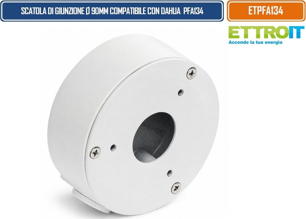 ETTROIT ETPFA134 SCATOLA DI GIUNZIONE Ø90 × 35 MM PER TELECAMERE VIDEOSORVEGLIANZA COMPATIBILE CON DAHUA PFA134 VANO INTERNO PER CABLAGGI PASSAGGIO CAVI CENTRALE - 2