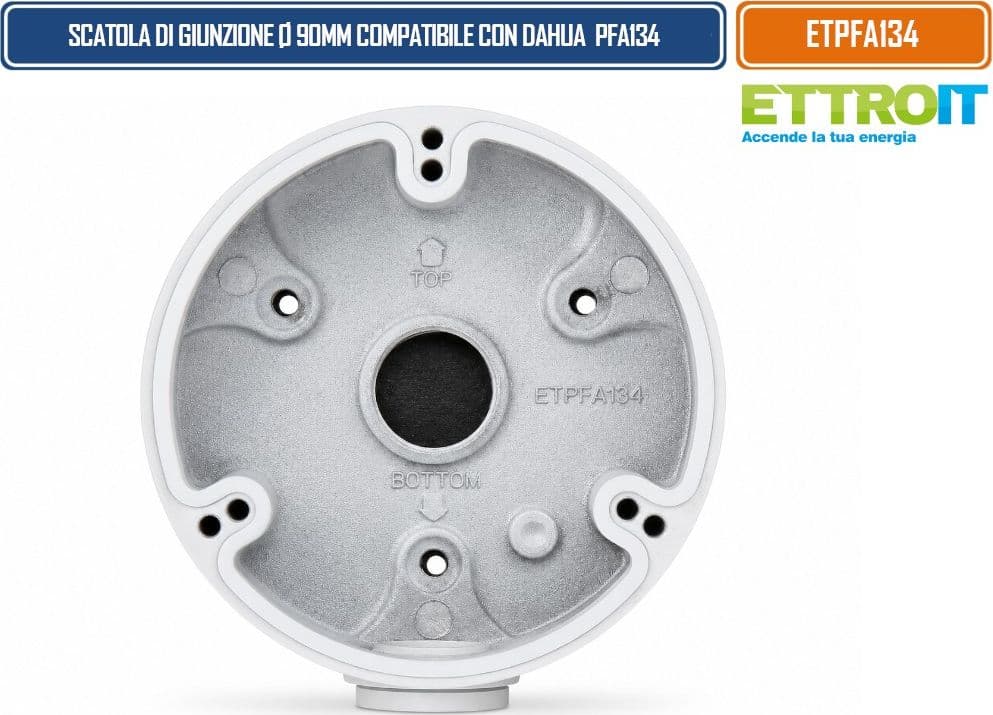ETTROIT ETPFA134 SCATOLA DI GIUNZIONE Ø90 × 35 MM PER TELECAMERE VIDEOSORVEGLIANZA COMPATIBILE CON DAHUA PFA134 VANO INTERNO PER CABLAGGI PASSAGGIO CAVI CENTRALE - 3