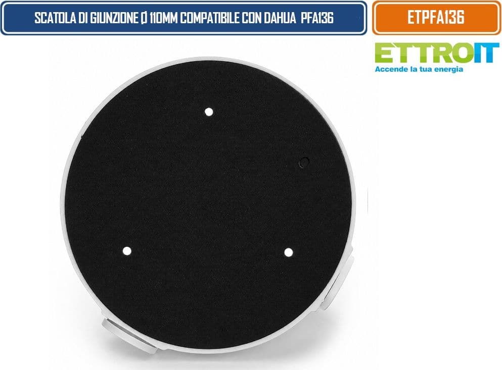 ETTROIT ETPFA136 SCATOLA DI GIUNZIONE Ø110 × 33,7 MM PER TELECAMERE VIDEOSORVEGLIANZA COMPATIBILE CON DAHUA PFA136 CON VANO INTERNO PER CABLAGGI E MONTAGGIO A PARETE O SOFFITTO - 4