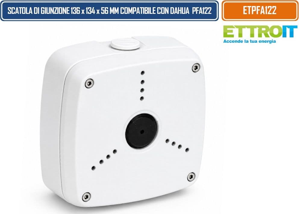 ETTROIT ETPFA122 SCATOLA DI GIUNZIONE PER TELECAMERE VIDEOSORVEGLIANZA COMPATIBILE CON DAHUA PFA122 CON VANO INTERNO MAGGIORATO PER CABLAGGI E DERIVAZIONI, MONTAGGIO A PARETE - 2
