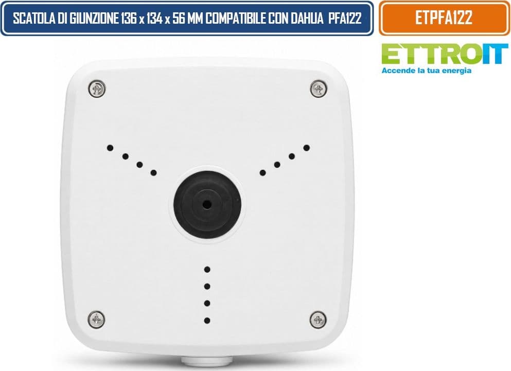 ETTROIT ETPFA122 SCATOLA DI GIUNZIONE PER TELECAMERE VIDEOSORVEGLIANZA COMPATIBILE CON DAHUA PFA122 CON VANO INTERNO MAGGIORATO PER CABLAGGI E DERIVAZIONI, MONTAGGIO A PARETE - 3