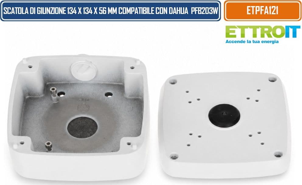 ETTROIT ETPFA121 SCATOLA DI GIUNZIONE 134 × 134 × 56 MM PER TELECAMERE VIDEOSORVEGLIANZA COMPATIBILE DAHUA PFA121 CON VANO INTERNO PER CABLAGGI, CONNETTORI E GIUNZIONI - 5