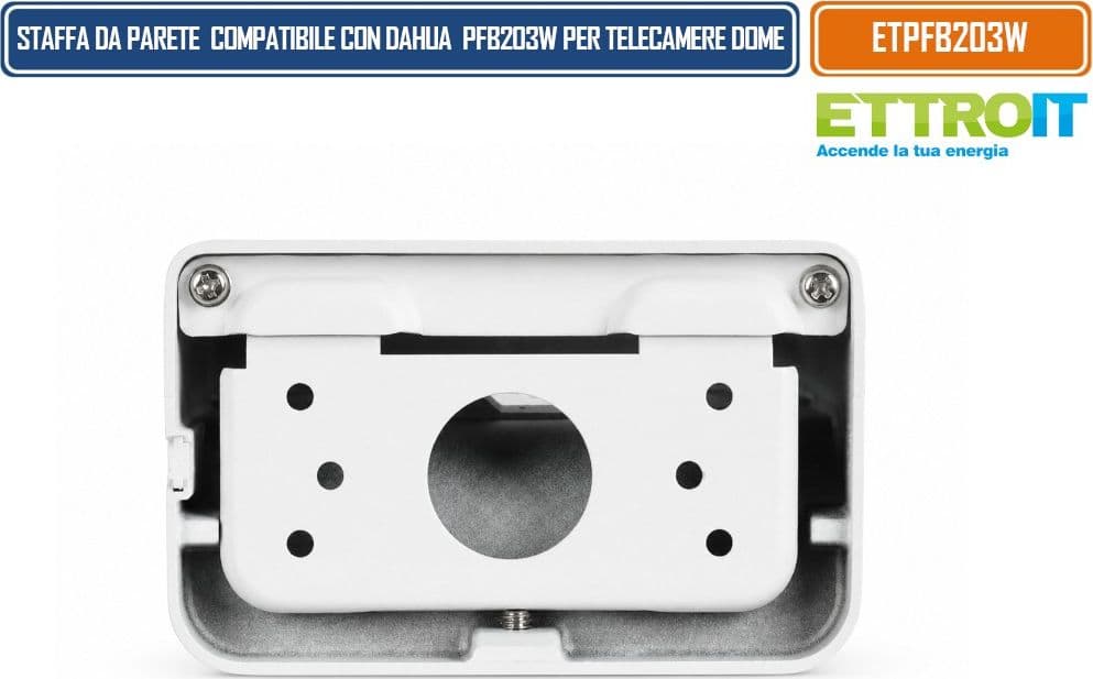 ETTROIT ETPFB203W STAFFA DA PARETE 160 × 122 × 76 MM PER TELECAMERE VIDEOSORVEGLIANZA DOME ED EYEBALL COMPATIBILE CON DAHUA PFB203W CON PASSAGGIO CAVI INTERNO - 3