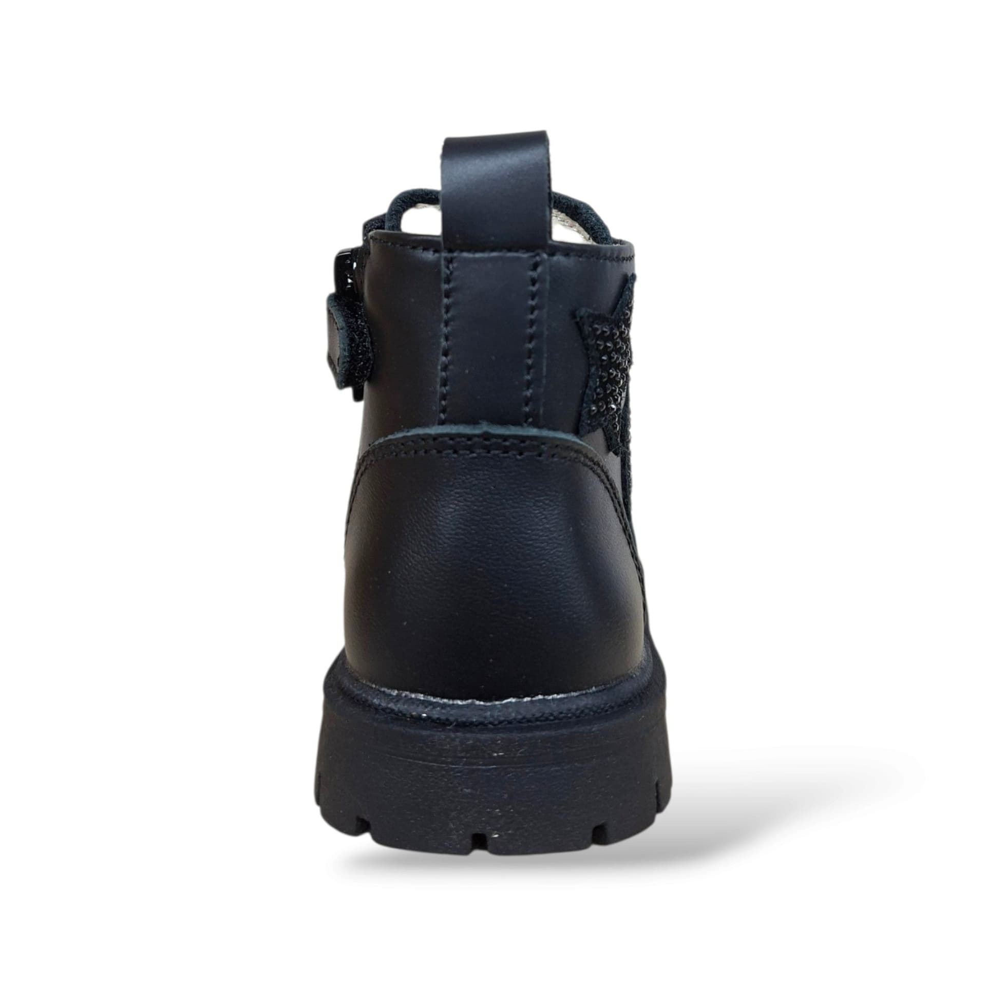 Balducci Cita MATR2732 Anfibio Primi Passi Bambina Nero | Pelle Stelle Glitter Zip Laterale Lacci Artigianale Italiano Premium | Taglie 20-26 | Scarpetteria Gica - 3