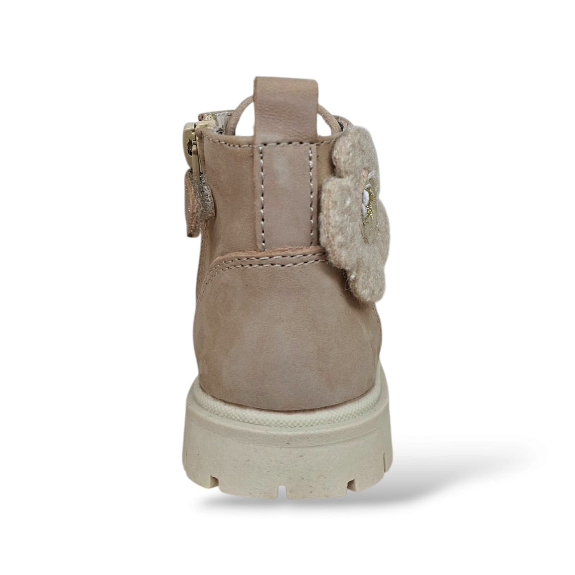 Balducci Cita MATR2730 Anfibio Primi Passi Bambina Beige | Nabuk Fiori Laterali Zip Laterale Lacci Romantico Artigianale Italiano | Taglie 20-26 | Scarpetteria Gica - 3