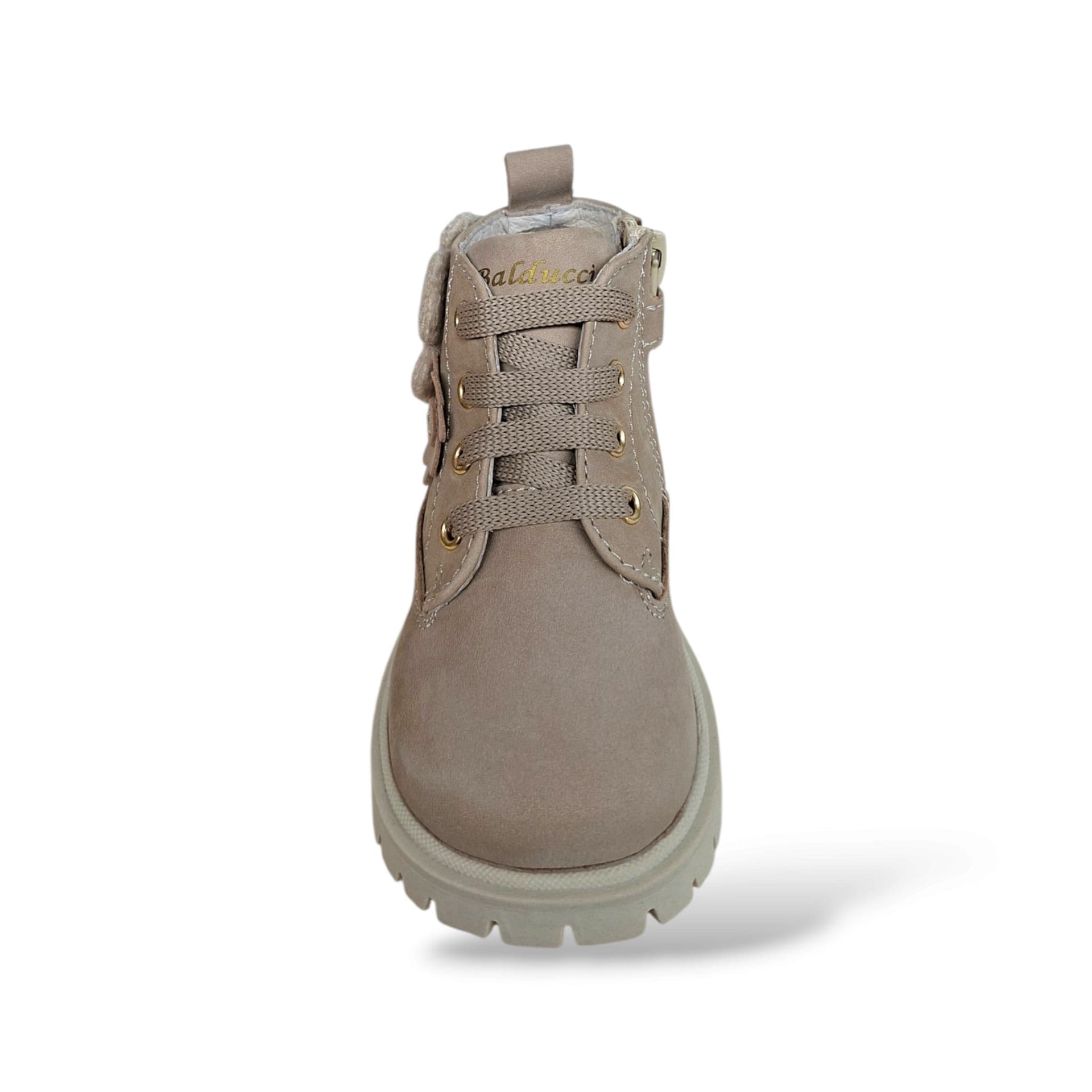 Balducci Cita MATR2730 Anfibio Primi Passi Bambina Beige | Nabuk Fiori Laterali Zip Laterale Lacci Romantico Artigianale Italiano | Taglie 20-26 | Scarpetteria Gica - 4