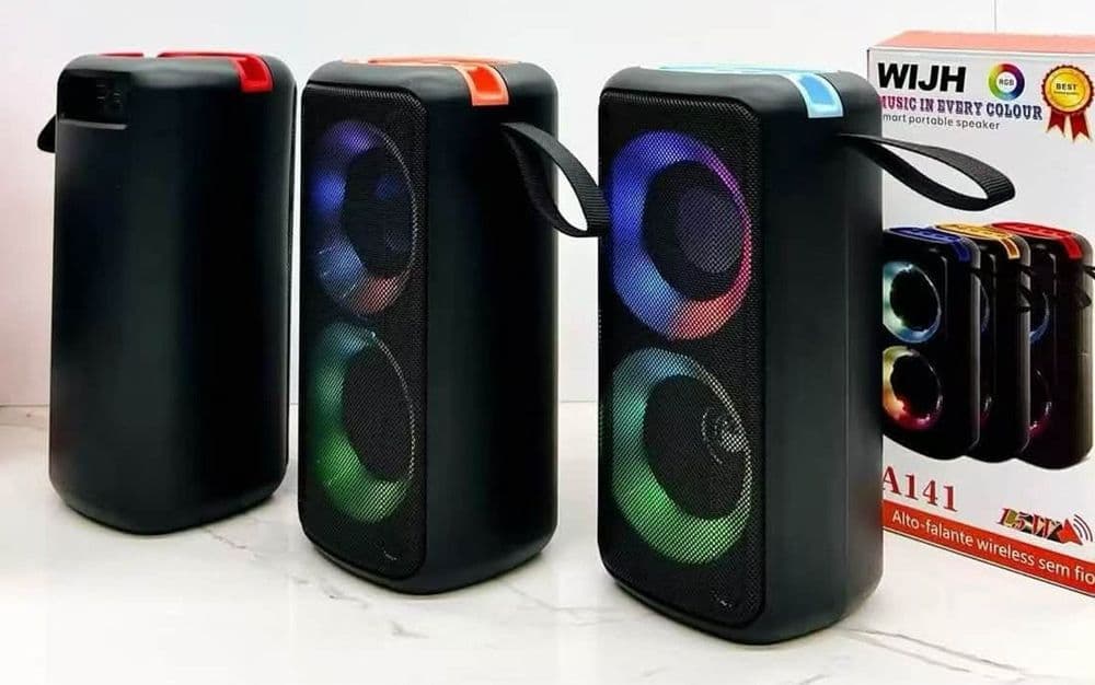 CASSA ALTOPARLANTE BLUETOOTH PORTATILE LUCI RGB LED CON SLOT SUPERIORE PER SMARTPHONE A141 - 5