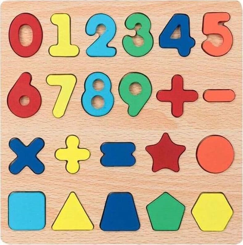 PUZZLE IN LEGNO CON NUMERI SIMBOLI FORME MATEMATICI BAMBINI GIOCO EDUCATIVO 3 MODELLI 31570 - 3