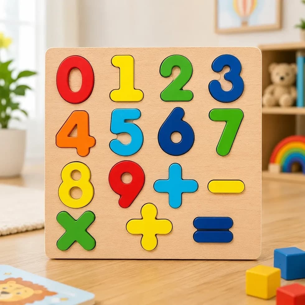 PUZZLE IN LEGNO CON NUMERI SIMBOLI FORME MATEMATICI BAMBINI GIOCO EDUCATIVO 3 MODELLI 31570 - 8