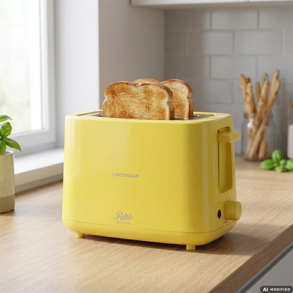 TOSTAPANE 760W DESIGN VINTAGE FUNZIONE 7 LIVELLI DI DORATURA CON VASSOIO RACCOGLIBRICIOLE - 4