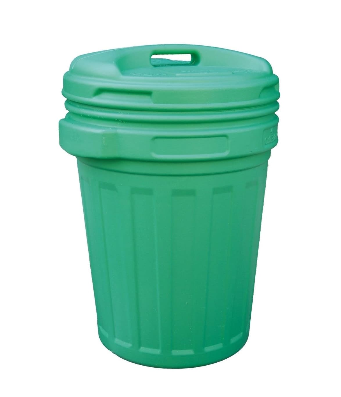 Bidone con coperchio a vite in plastica 	 lt.70 colore verde, cm.50x68h. - 2