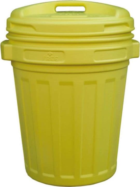 Bidone con coperchio a vite in plastica - lt.70 colore giallo, cm.50x68h. - 3