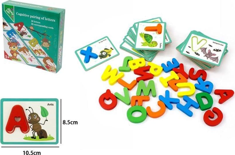 SET SCHEDE DIDATTICHE PUZZLE INTERATTIVO ALFABETO PER ABBINAMENTO LETTERE IN LEGNO 07955 - 2