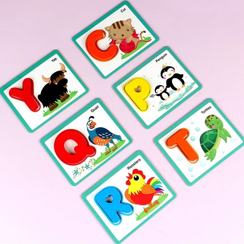 SET SCHEDE DIDATTICHE PUZZLE INTERATTIVO ALFABETO PER ABBINAMENTO LETTERE IN LEGNO 07955 - 5