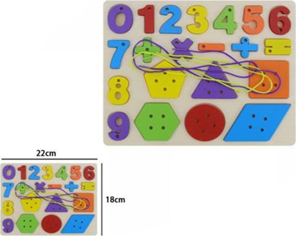 PUZZLE EDUCATIVO INFILATURA CON NUMERI SIMBOLI FORME COLORATE IN LEGNO PER BAMBINI 74464 - 2