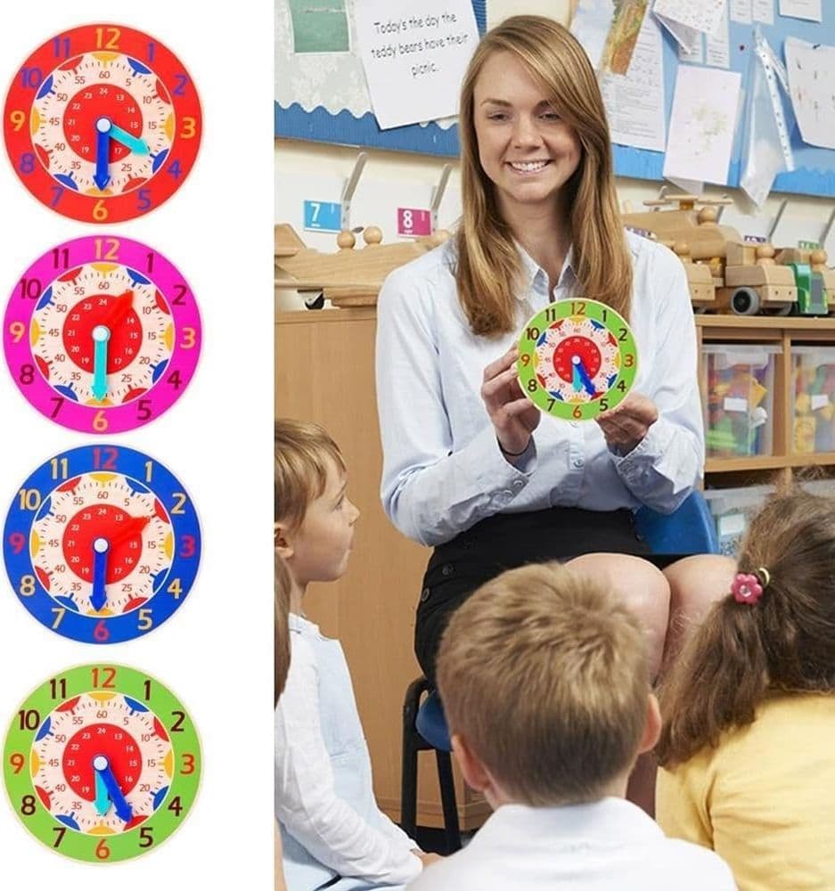 2PZ OROLOGIO EDUCATIVO APPRENDIMENTO STRUMENTO IMPARARE LEGGERE L'ORA BAMBINI LEGNO 53560 - 3
